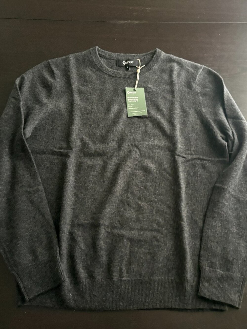 NEW Womens Quince Mongolian Cashmere Dark Gray Crewneck Sweater Size Large